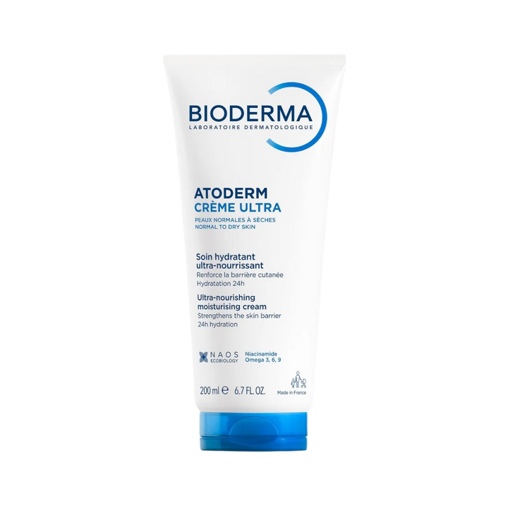 Bioderma Atoderm Crème Ultra, 200ml tube, ultra-nourishing moisturizer for normal to dry skin.