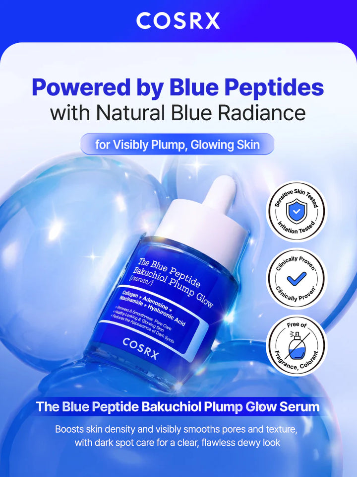 COSRX The Blue Peptide Bakuchiol Plump Glow Serum - 50ml | كوزركس سيروم للوجه بالببتيدات والباكوتشيول بلومب غلو - 50 مل