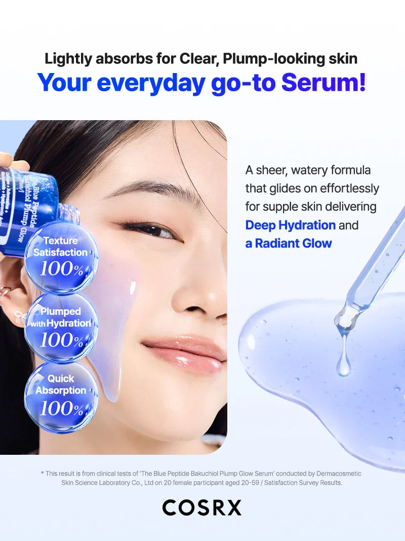 COSRX The Blue Peptide Bakuchiol Plump Glow Serum - 50ml | كوزركس سيروم للوجه بالببتيدات والباكوتشيول بلومب غلو - 50 مل