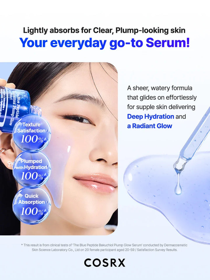 COSRX The Blue Peptide Bakuchiol Plump Glow Serum - 50ml | كوزركس سيروم للوجه بالببتيدات والباكوتشيول بلومب غلو - 50 مل