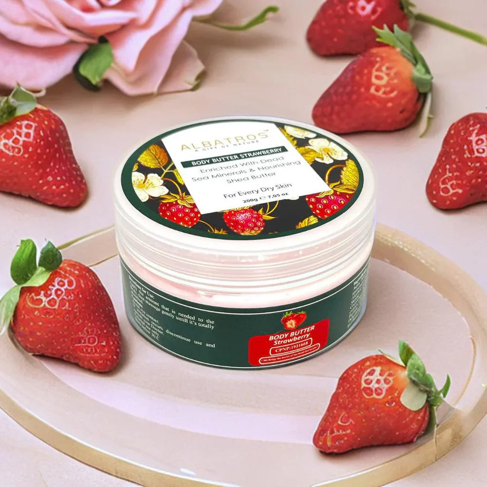 AL BATROS Body Butter Strarawberry - 200g | الباتروس زبدة الجسم بالفراولة - 200غ