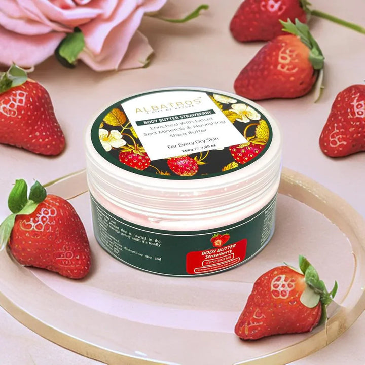 AL BATROS Body Butter Strarawberry - 200g | الباتروس زبدة الجسم بالفراولة - 200غ