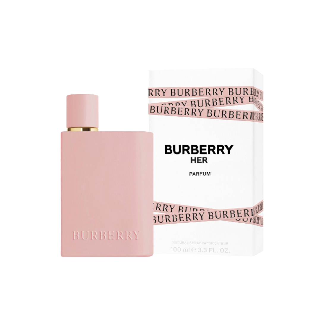 Burberry Her Parfum fragrance 100 ml pink matte bottle with matching branded box packaging