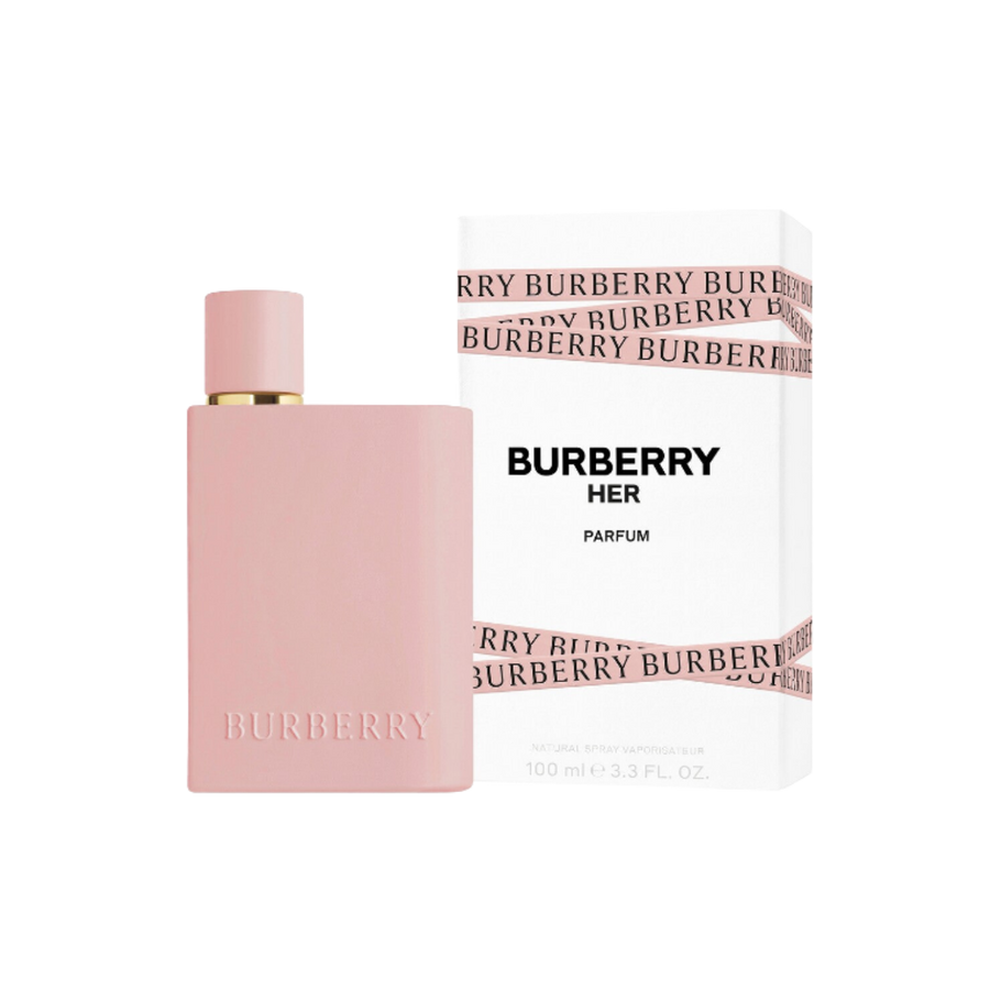 Burberry Her Parfum fragrance 100 ml pink matte bottle with matching branded box packaging