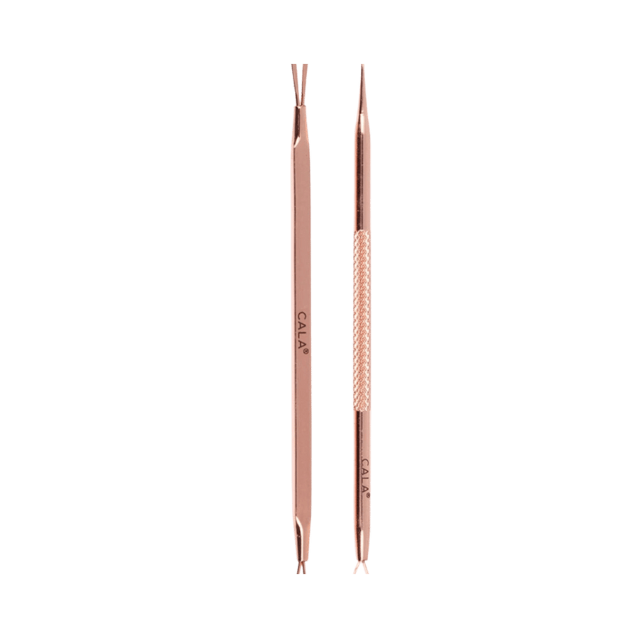 CALA rose-gold stainless steel blackhead extractor set with two double-ended comedone removal tools.
