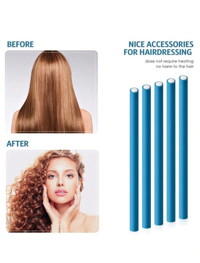 Nice Accessories For Hairdressing Blue 10pcs  | بكرات الشعر المرنة باللون الأزرق