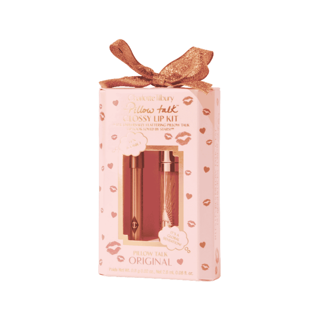 Charlotte Tilbury Pillow Talk Glossy Lip Kit Original pink box with lip pencil and gloss