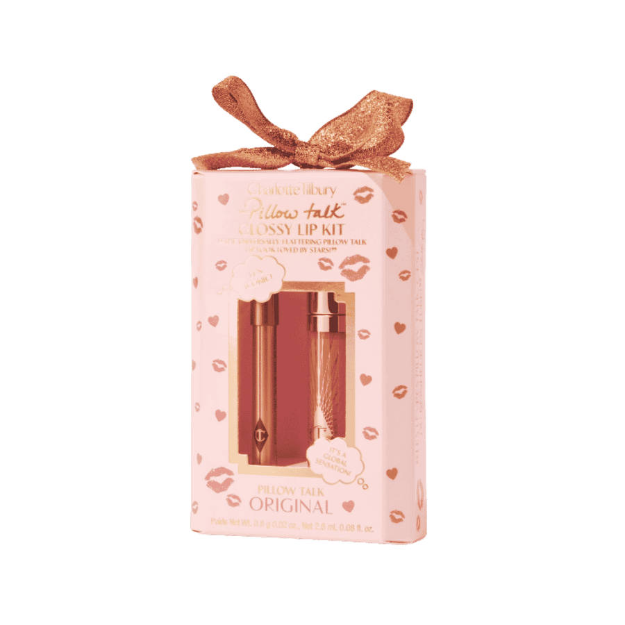 Charlotte Tilbury Pillow Talk Glossy Lip Kit Original pink box with lip pencil and gloss