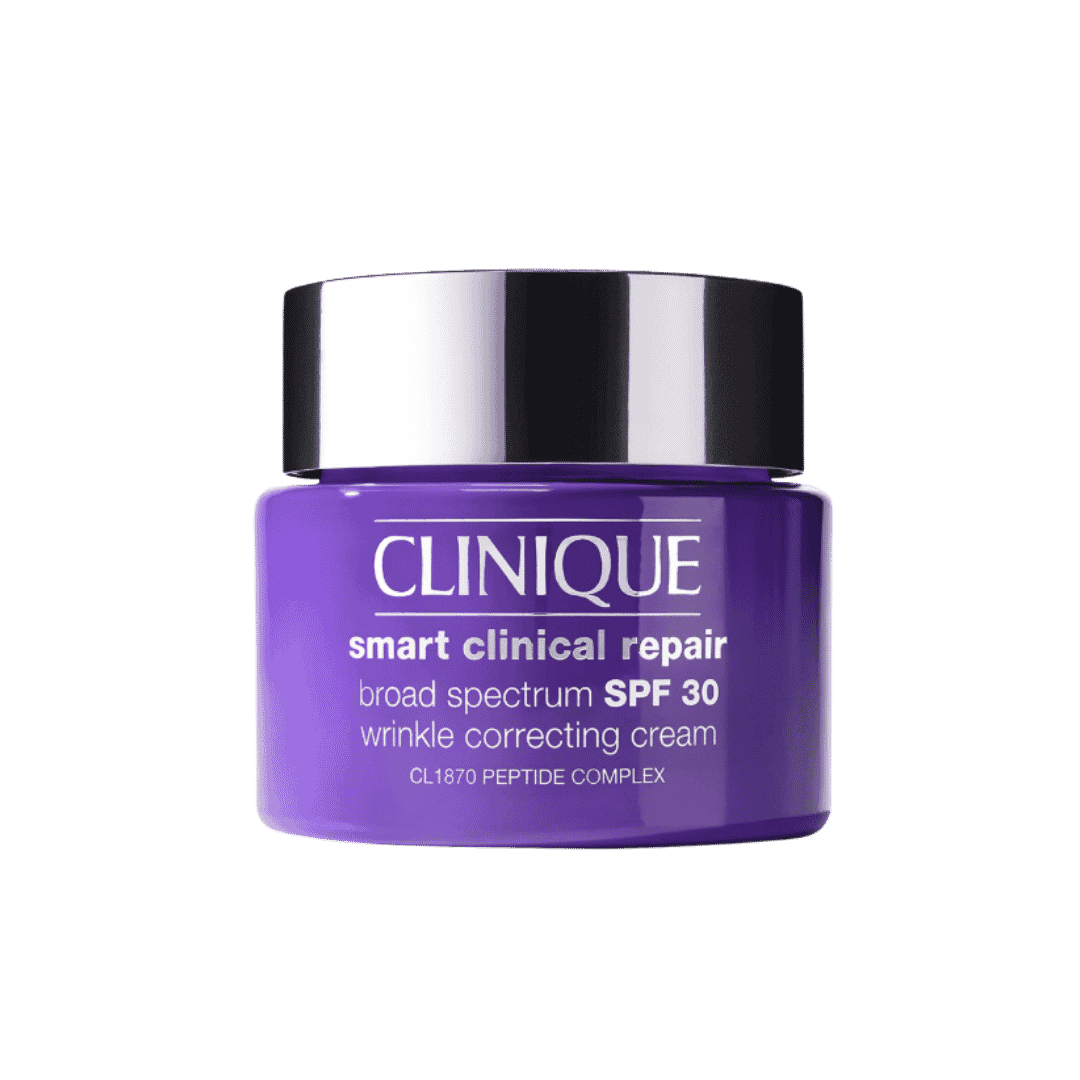 Clinique Smart Clinical Repair SPF 30 wrinkle correcting cream in purple jar with silver lid