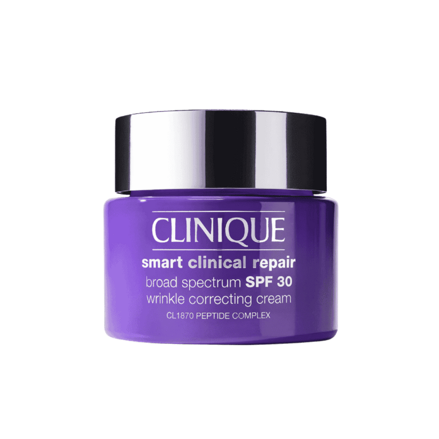 Clinique Smart Clinical Repair SPF 30 wrinkle correcting cream in purple jar with silver lid