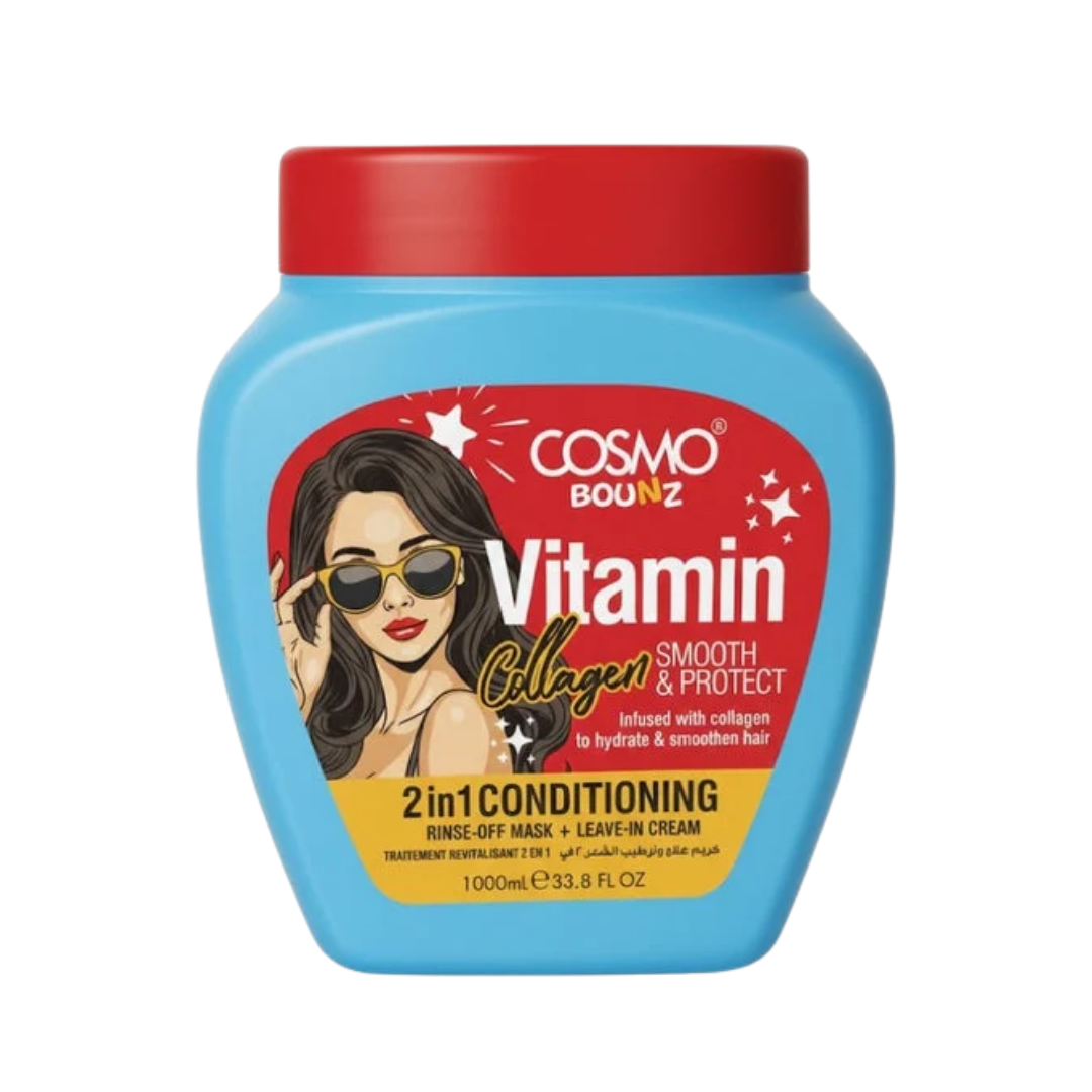 COSMO COSMETICS 2IN1 CONDITIONING COLLAGEN BOOST - 1000ml | كوزمو بلسم للشعر الضعيف والباهت بالكولاجين - 1000 مل