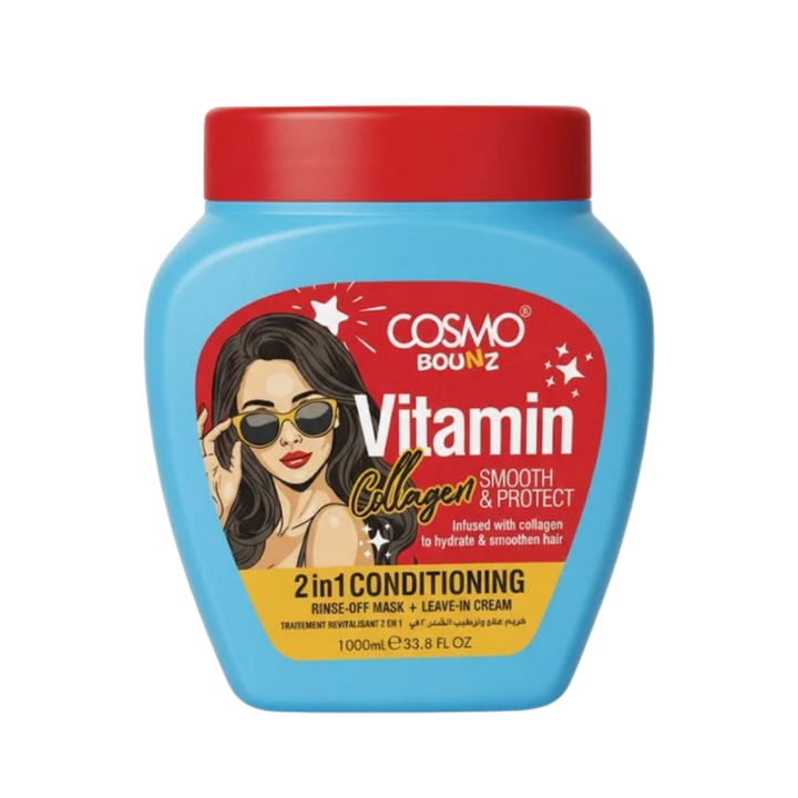 COSMO COSMETICS 2IN1 CONDITIONING COLLAGEN BOOST - 1000ml | كوزمو بلسم للشعر الضعيف والباهت بالكولاجين - 1000 مل