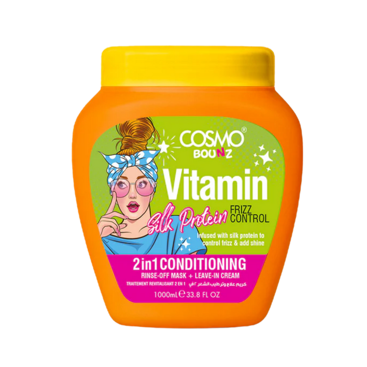 COSMO COSMETICS 2IN1 CONDITIONING SILK PROTEIN - 1000ml | كوزمو بلسم للشعر المتطاير بروتين الحرير - 1000 مل