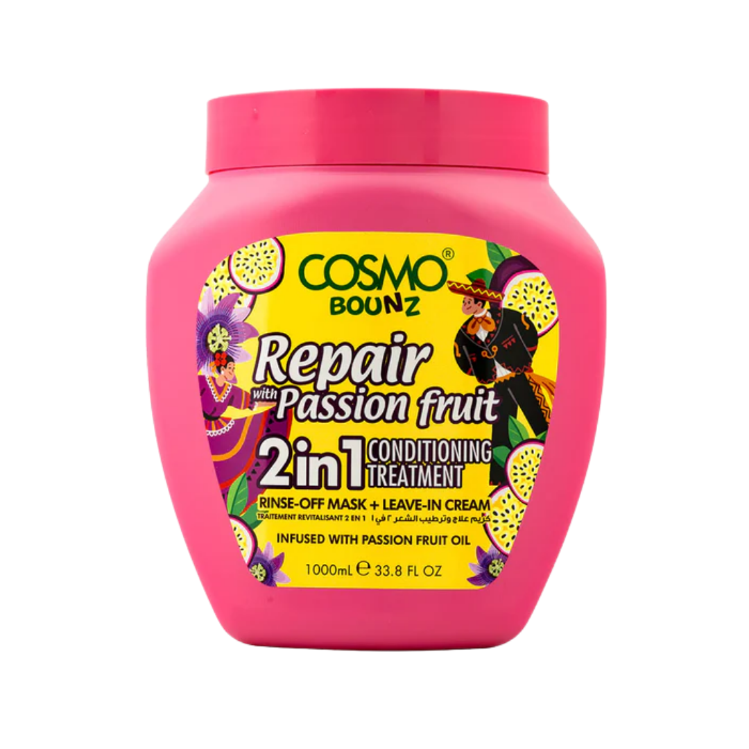 COSMO COSMETICS 2IN1 HR TREATMNT REPAIR PASSION - 1000ml | كوزمو كريم علاجي للشعر الجاف والخشن - 1000 مل