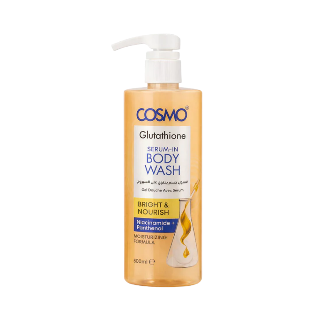 COSMO COSMETICS Body Care Glutathione Serum In Bright & Nourish Body Wash - 500ml | كوزمو كوزماتيك جل الاستحمام سيروم بالجلوتاثيون - 500مل