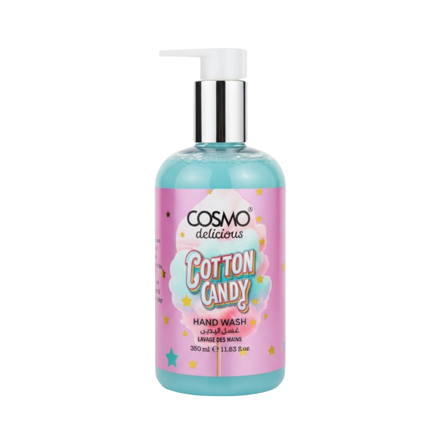 COSMO Delicious Cotton Candy hand wash 350ml blue liquid pump bottle pink label