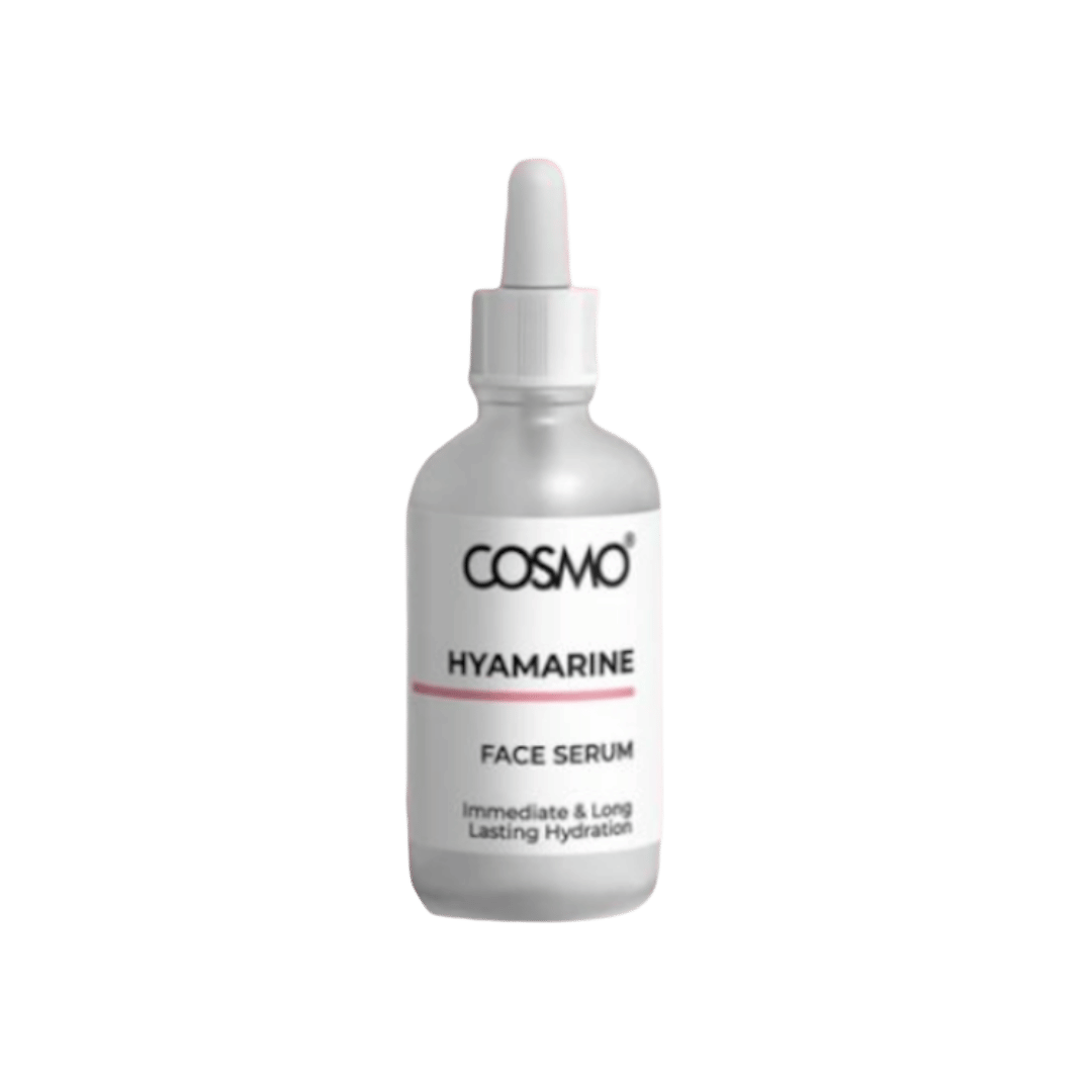 COSMO Hyamarine Face Serum, frosted dropper bottle for immediate and long-lasting hydration
