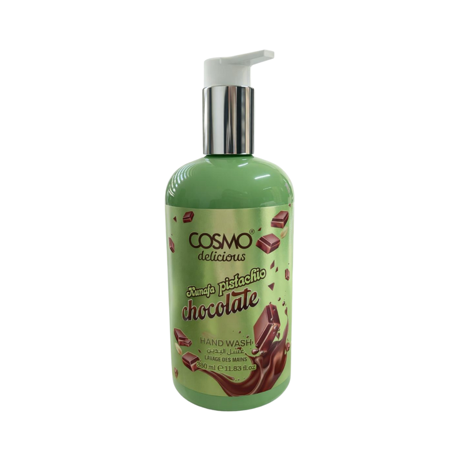 COSMO Delicious Kunafa Pistachio Chocolate hand wash 380ml green pump bottle
