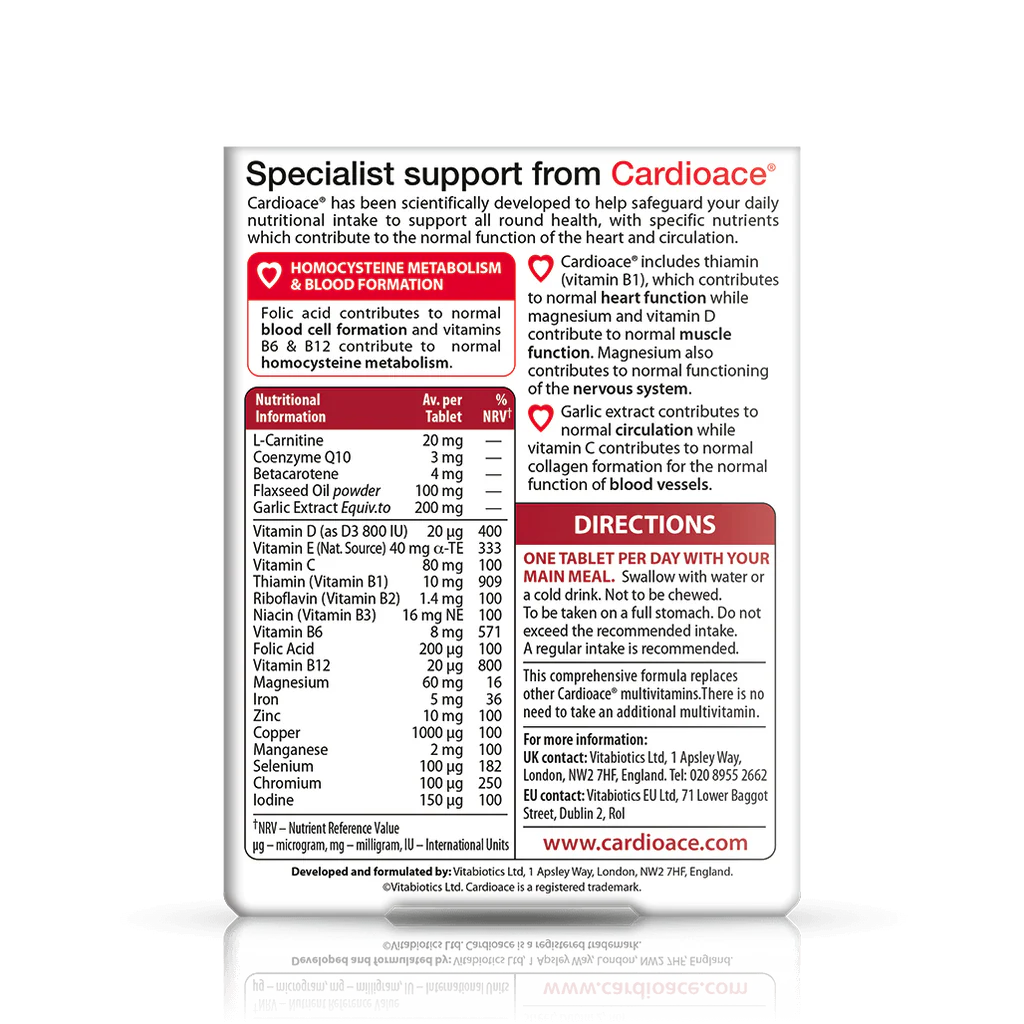 Vitabiotics Cardioace Heart Support 30 Tablets | كارديو إيس متمم غذائي يعزز صحة القلب - 30 مضغوطة