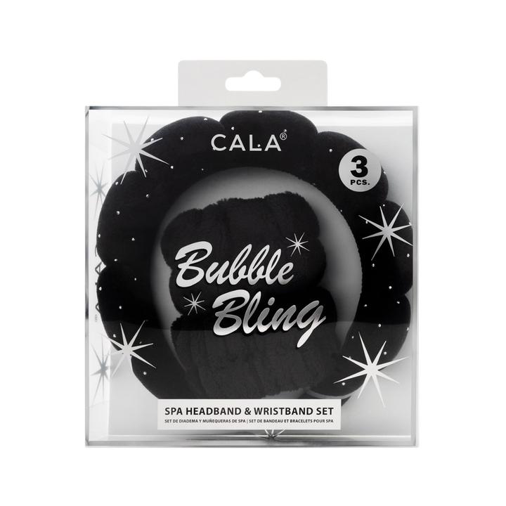 Cala Spa Bubble Bling Headband & Wristband Black Set | كالا مجموعة رباط رأس ومعصم سبا