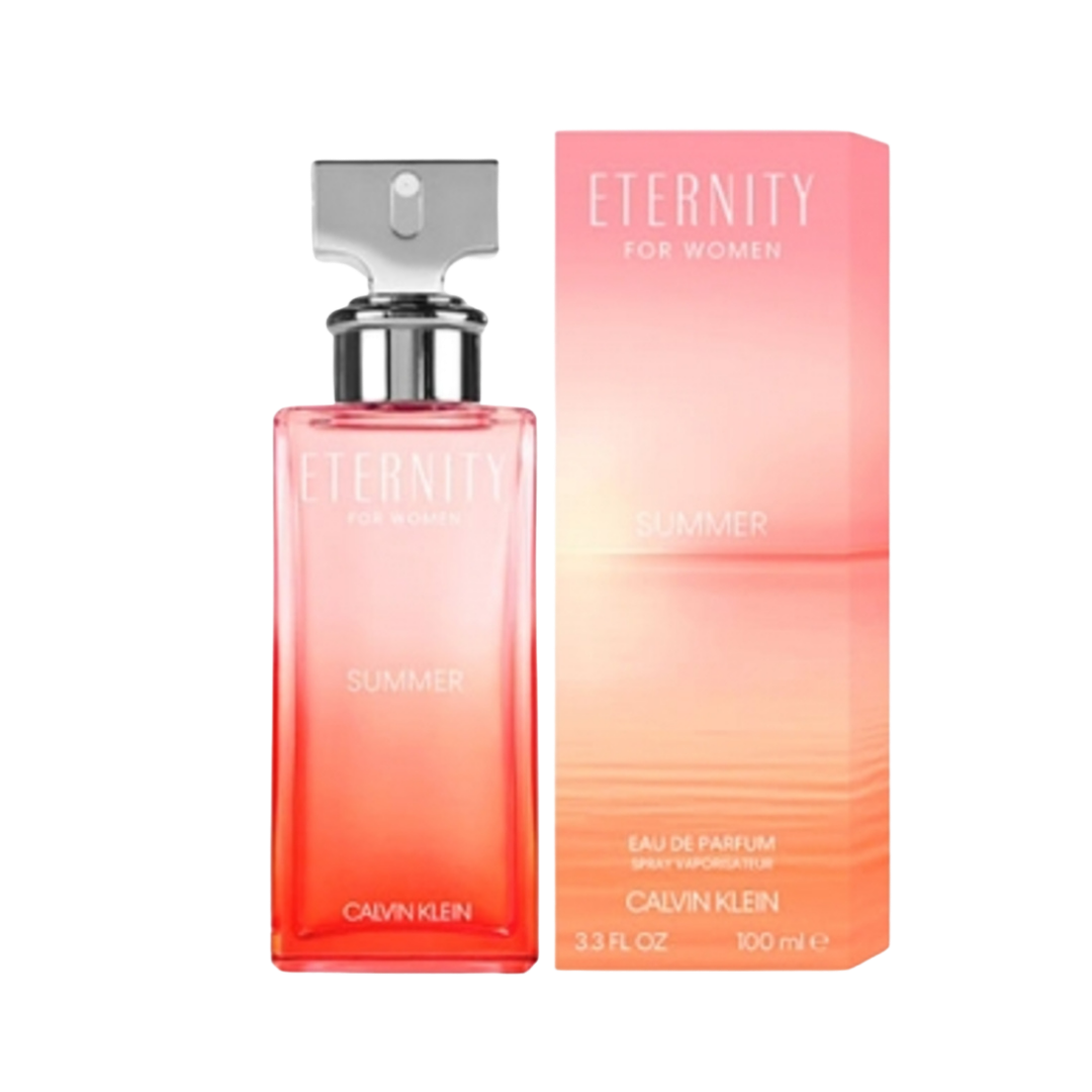Calvin Klein Eternity Summer EDP 100ml perfume bottle with blue-green box packaging
