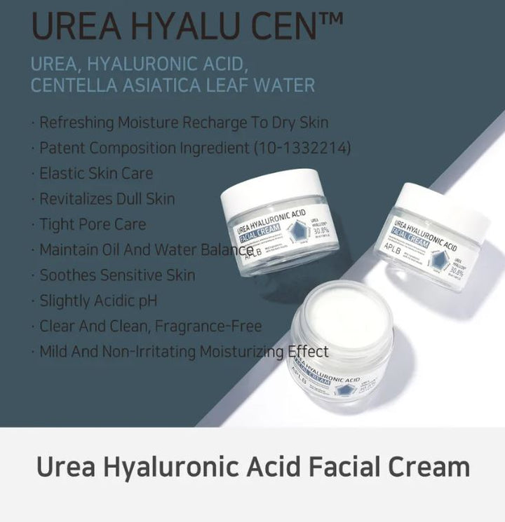 APLB Urea Hyaluronic Acid Facial Cream - 55ml | اي بي ال بي كريم الوجه بحمض الهيالورونيك واليوريا - 55 مل