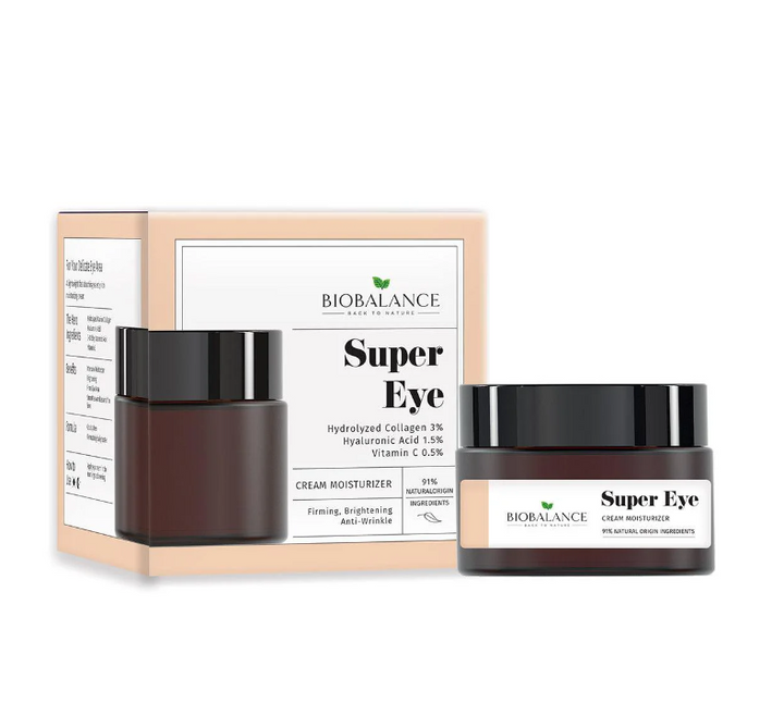 Bio Balance Super Eye Firming And Moisturizing Eye Cream With Hyaluronic Acid Collagen And Vitamin C - 20ml |بايو بالانس كريم العين بحمض الهيالورونيك و الكولاجين - 20 مل