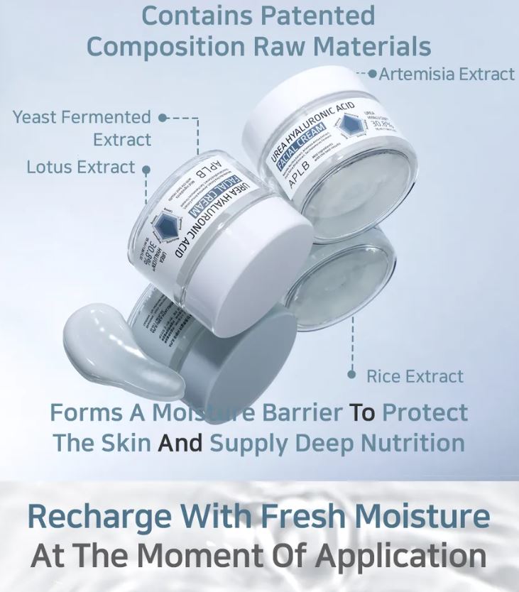 APLB Urea Hyaluronic Acid Facial Cream - 55ml | اي بي ال بي كريم الوجه بحمض الهيالورونيك واليوريا - 55 مل
