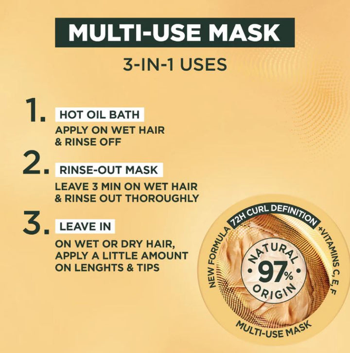 Garnier Ultra Doux Hair Food Mask Cocoa Butter - 390ml | غارنييه ماسك الشعر من الترا دو بزبدة الكاكاو للشعر الكيرلي الجاف  - 390 مل