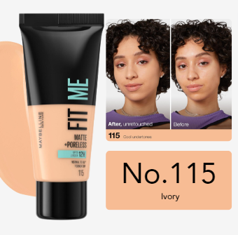 MAYBELLINE Fit Me Matte Poreless Mixture  |ميبيلين فاونديشين فيت مي مات - 30 مل