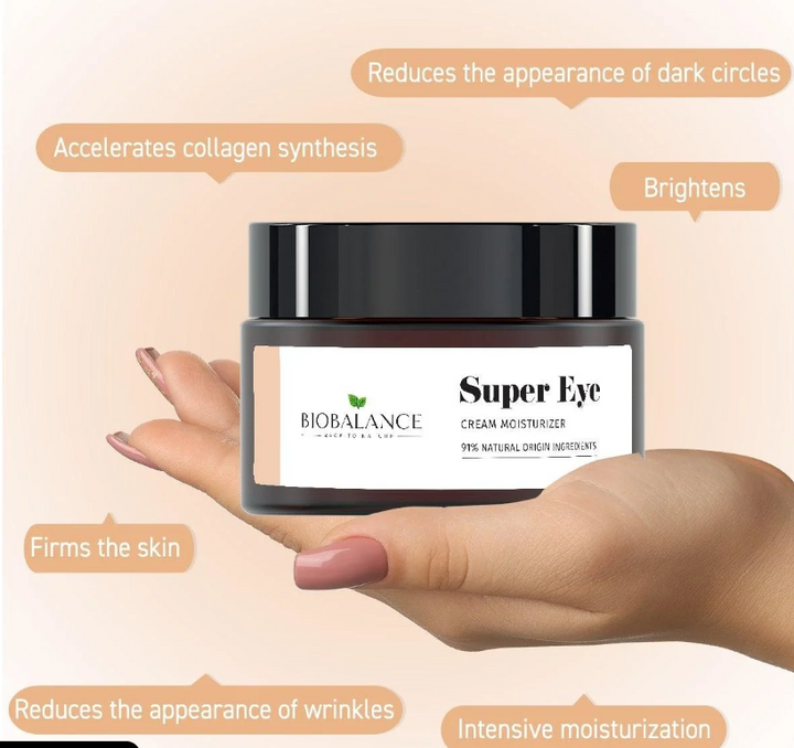 Bio Balance Super Eye Firming And Moisturizing Eye Cream With Hyaluronic Acid Collagen And Vitamin C - 20ml |بايو بالانس كريم العين بحمض الهيالورونيك و الكولاجين - 20 مل