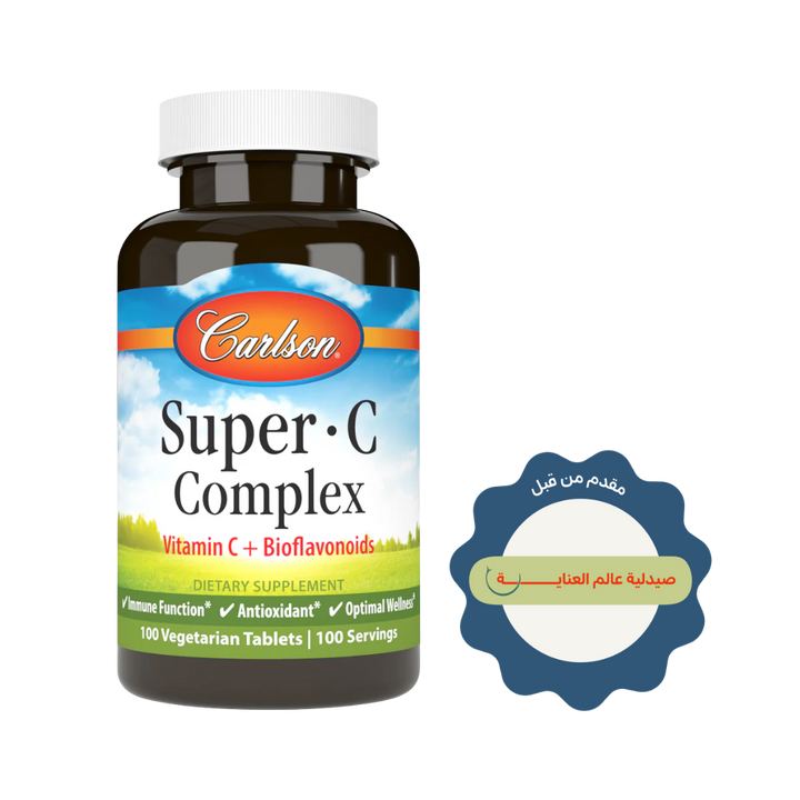 Carlson Super C Complex Vitamin C + Bioflavonoids - 100 Vegetarian Tablets | كارلسون  اقراص فيتامي سي كومبلكس - 100 قرص