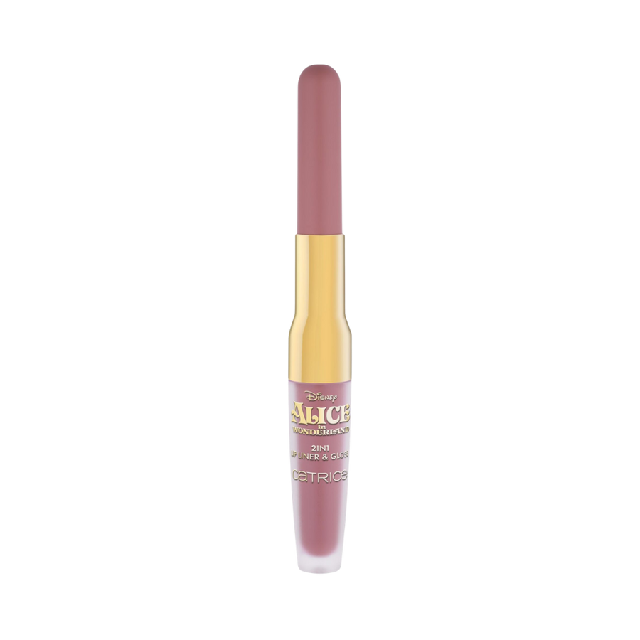 Catrice 2in1 Lip Liner Gloss Disney Alice nude dual ended lip product gold packaging