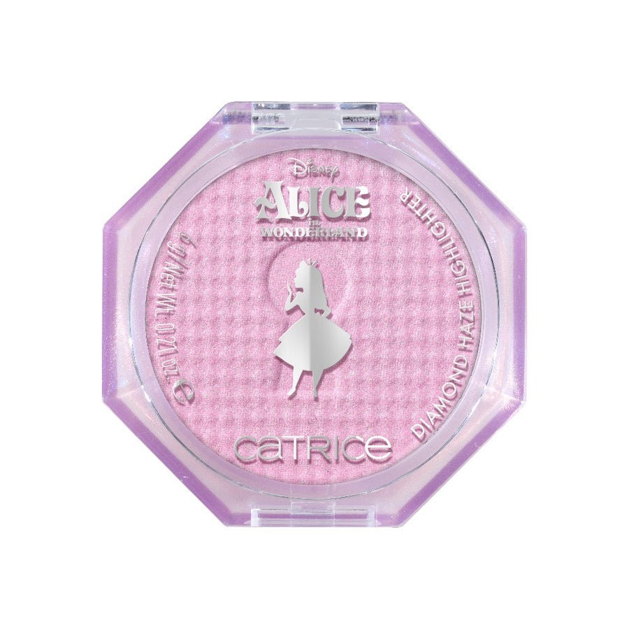 Catrice Disney Alice in Wonderland Diamond Haze highlighter, 6g, compact case with printed themed design and clear lid