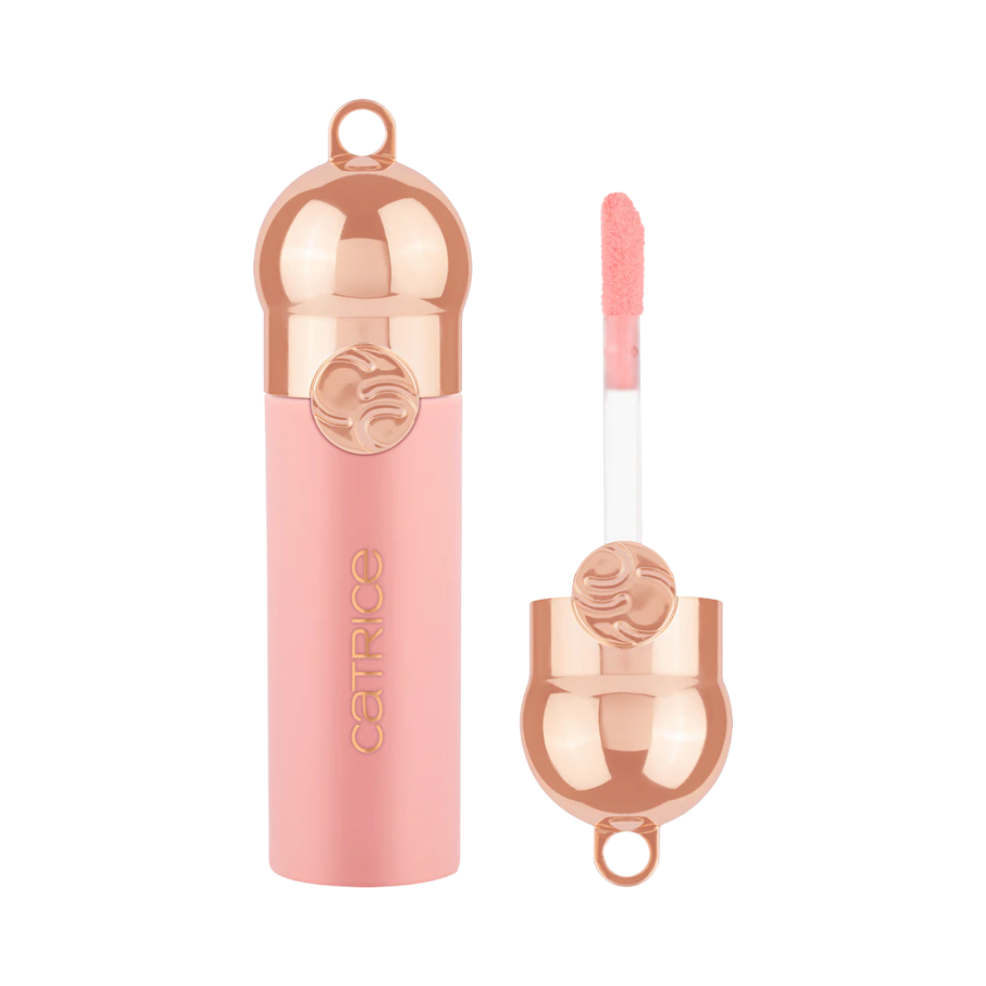 Catrice HOLLYGLAZING liquid blush pink bottle with rose gold cap and applicator wand makeup product
