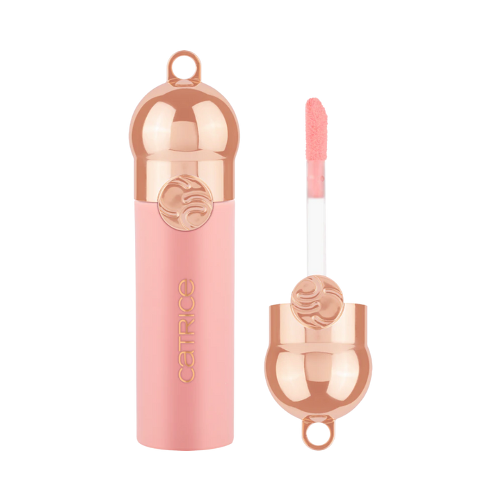 Catrice HOLLYGLAZING liquid blush pink bottle with rose gold cap and applicator wand makeup product
