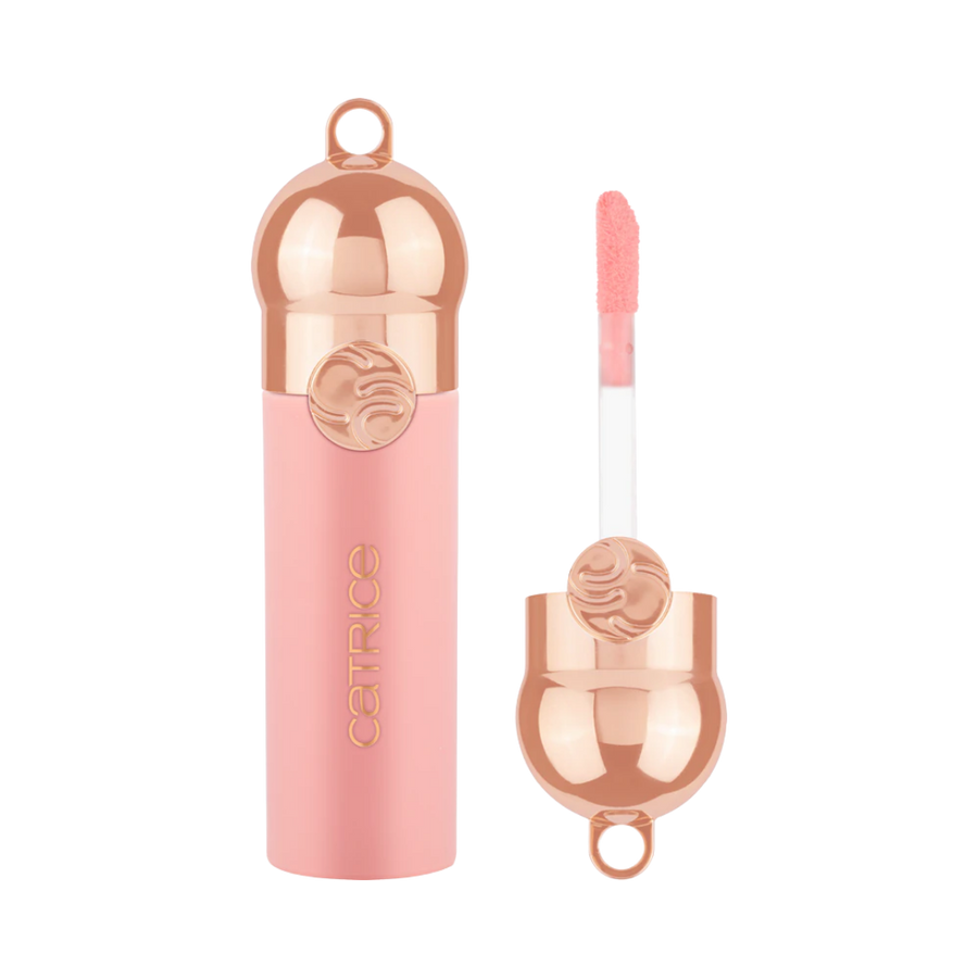 Catrice HOLLYGLAZING liquid blush pink bottle with rose gold cap and applicator wand makeup product
