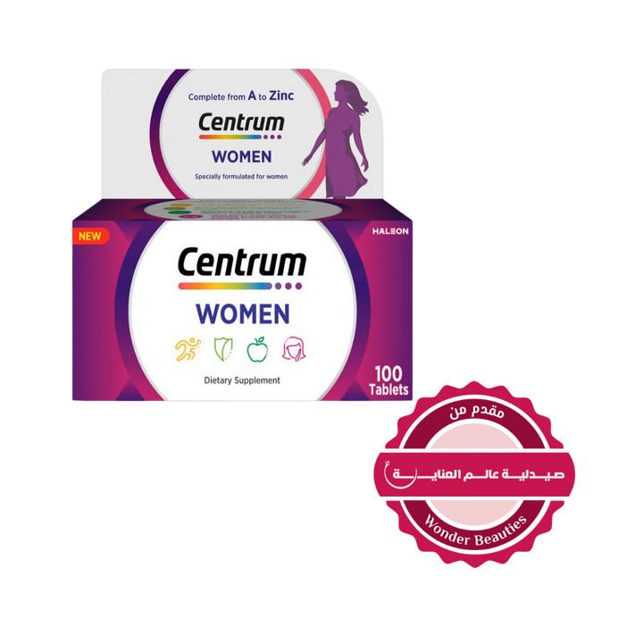 Centrum Women multivitamin dietary supplement tablets box 100 tablets Haleon packaging for women vitamins and minerals