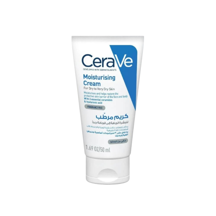 CeraVe Moisturising Cream for dry to very dry skin, fragrance-free tube 50ml.