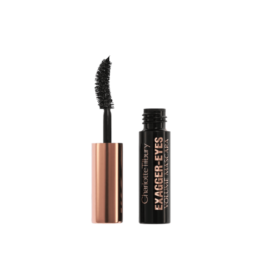 Charlotte Tilbury Exagger-Eyes Volume Mascara in black tube with rose gold cap and curved wand