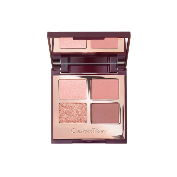 Charlotte Tilbury luxury eyeshadow palette 4 shades pink and rose gold compact packaging