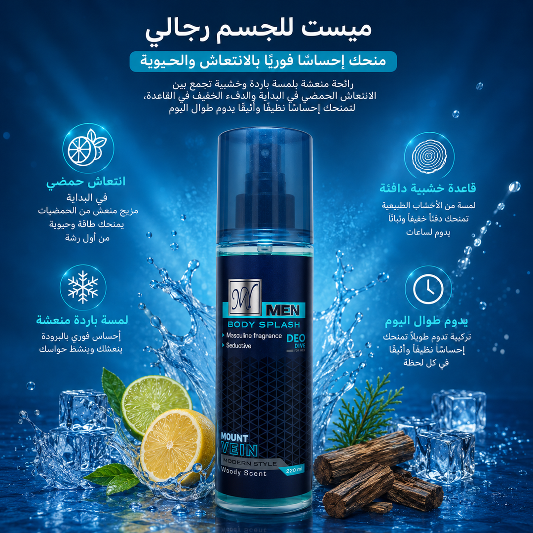 M .Y Men Body Splash Mount Vein - 220ml |ام واي بخاخ ميست الجسم للرجال – 220 مل