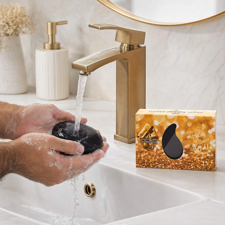 Alharamain Gold Water Soap - 110g | الحرمين صابونة للوجه والجسم بماء الذهب - 110 غ