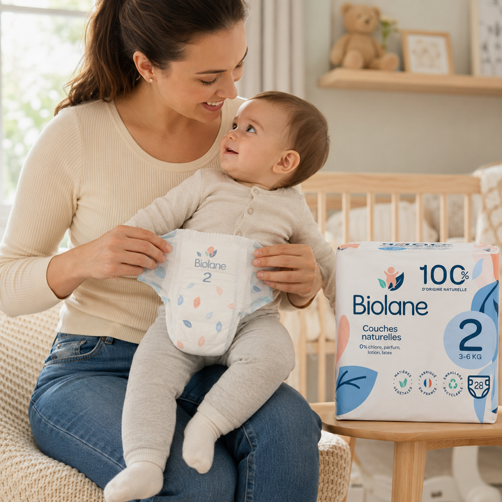 Biolane Natural Diapers  Diapers Size 2 - 28pcs | بايولان حفاضات للأطفال حجم 2 - 28 قطعة