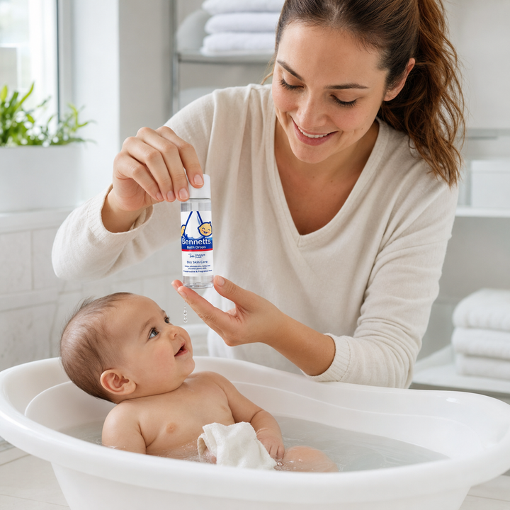 Bennetts Bath Drops With 24H Moisture Lock Dry Skin Care - 200ml |  بينيتس قطرات الاستحمام مع حبس الرطوبة لمدة 24 ساعة للعناية بالبشرة الجافة - 200 مل