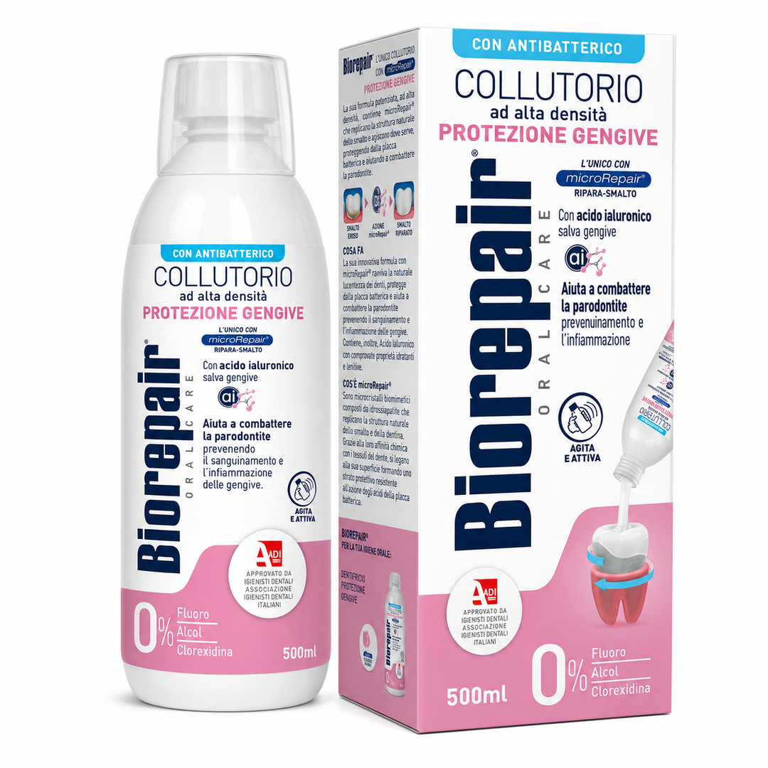 Biorepair Antibacterial Mouthwash High Density Gum Protection - 500ml | بايوريبير غسول فم مضاد للبكتيريا لحماية اللثة - 500 مل