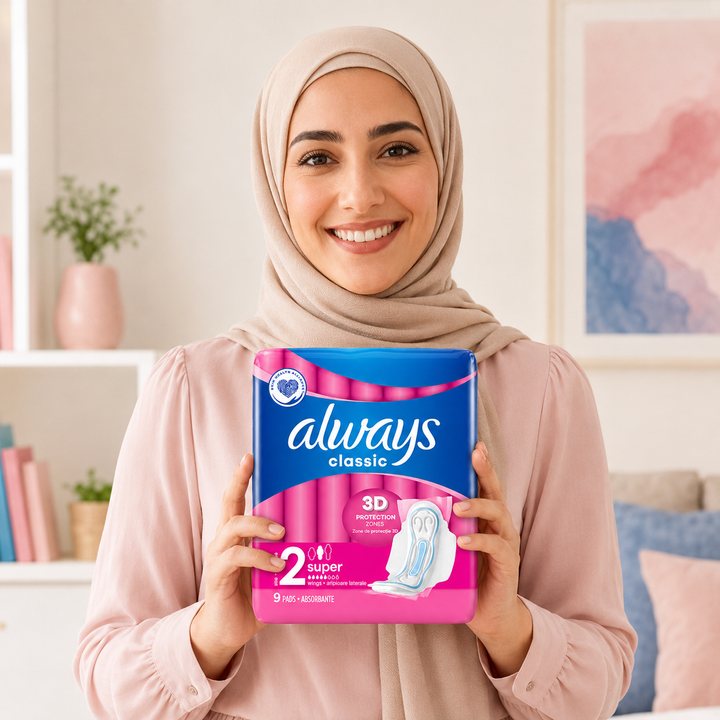 Always Classic 3 D 2 Super - 9 Pads | أولوليز كلاسيك 3 D مقاس 2 سوبر - 9 فوط