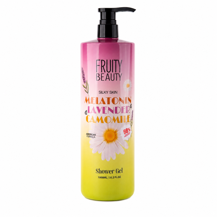 FRUITY BEAUTY Silky Skin Melatonin & Lavender & Camomile Shower Gel - 1000ml | فروتي بيوتي شاور جيل للجسم باللافندر و الكاموميل - 1000 مل