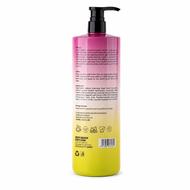 FRUITY BEAUTY Silky Skin Melatonin & Lavender & Camomile Shower Gel - 1000ml | فروتي بيوتي شاور جيل للجسم باللافندر و الكاموميل - 1000 مل