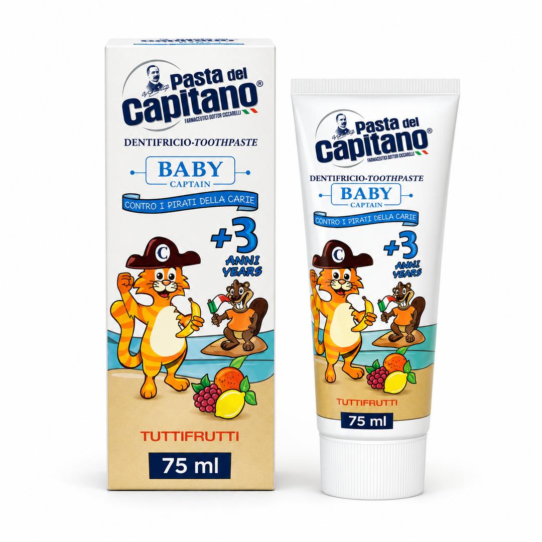 CAPITANO Baby Tuttifrutti Toothpaste For Children From 3 Years - 75ml |كابيتانو معجون اسنان للاطفال من عمر 3 سنوات بنكهة التوت- 75 مل